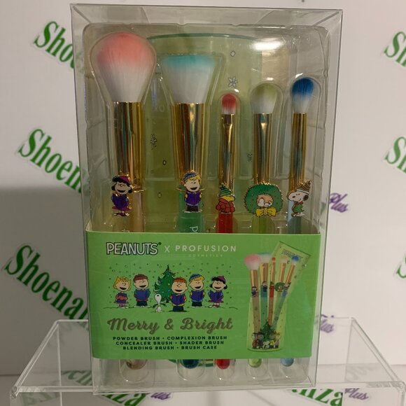 Peanuts x Profusion Cosmetic 5 Makeup Brush Set Holder Brushes Case Snoopy - Picture 1 of 8